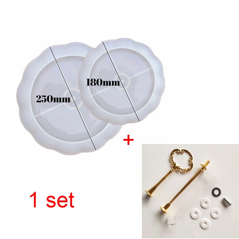 3D DIY Lace Two-layer Fruit Tray Tea Tray Silicone Mold Glue Set Tray Coaster Resin Epoxy Mold: molds plus gold hua