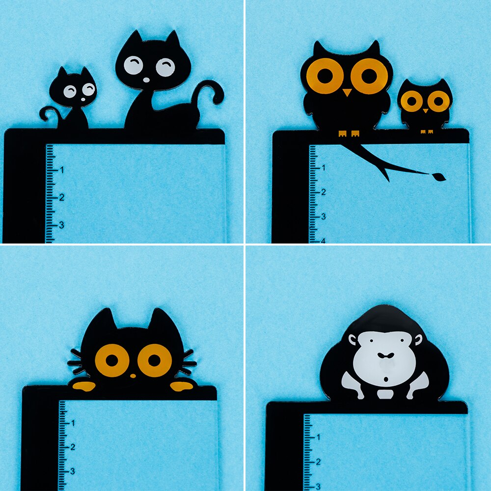 Computer Monitor Message Board Notes Sticker Met Liniaal Record Houder Kat Uil Lijm Naam Post Kaart Kant Panel Kantoor Opslag