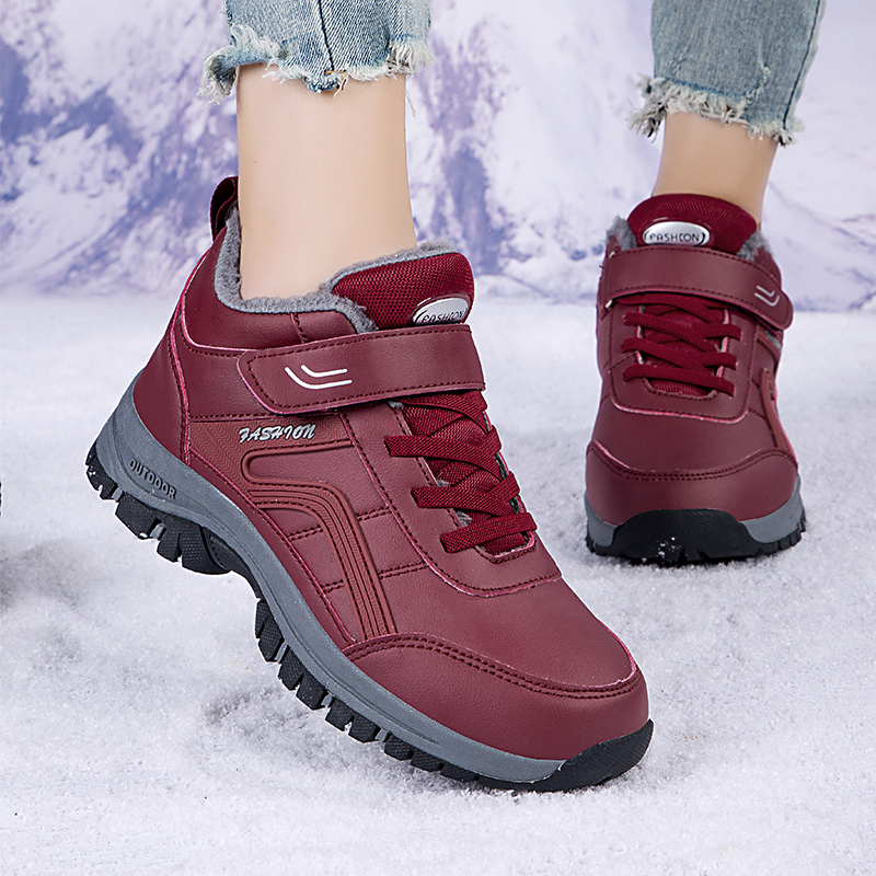 Herbst Winter Frauen Leder draussen Stiefeletten Wanderschuhe Wandern Berg Turnschuhe Verfolgung Treking Plüsch warm