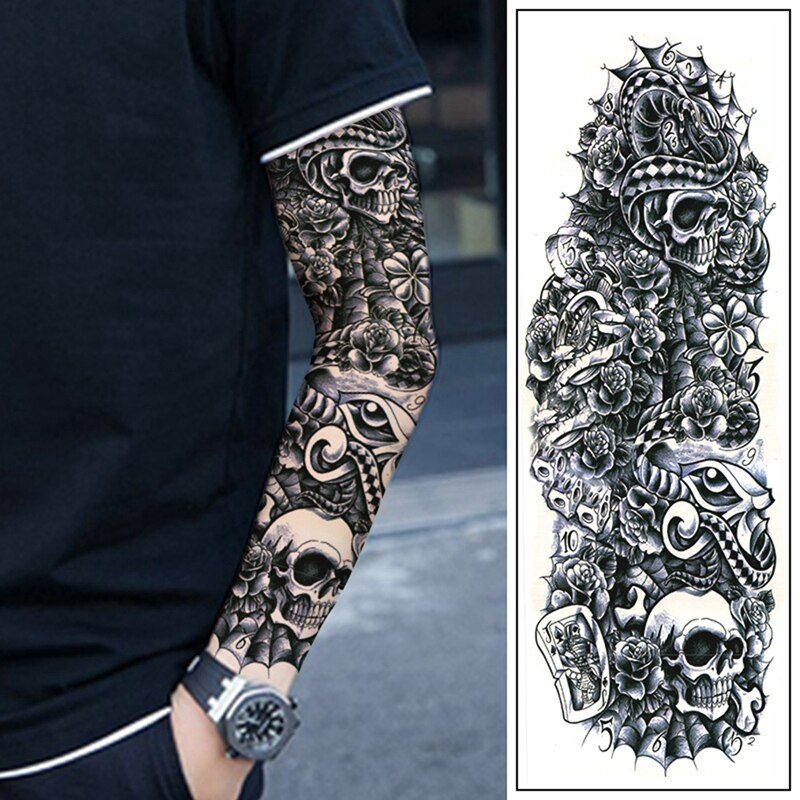 8Pcs Waterproof Temporary Tattoos Sticker Full Arm Pattern Tattoos Applique Arm Full Arm Tattoos Sticker 48X17cm (9/10/11/12, 17