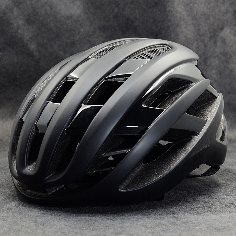 Aero-casco de ciclismo ultraligero para hombre y mujer, protector de cabeza aerodinámico para bicicleta de carretera y montaña, con giro de aire, cómodo y seguro: Matt Black