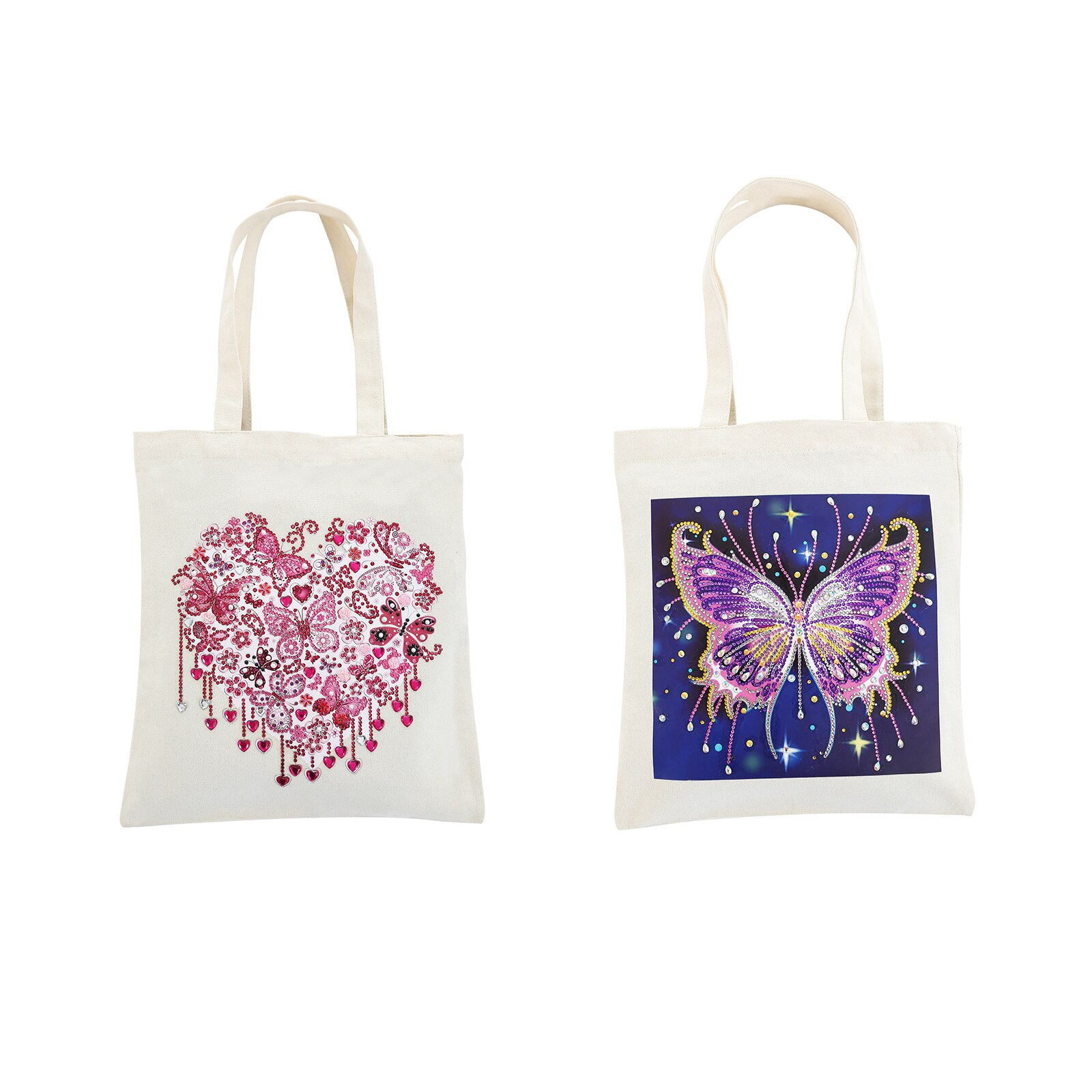 Diamant Schilderen Tote Bag Herbruikbare Duurzaam Diy Diamant Art Handtas Opvouwbare Opbergtas Kruissteek Borduren Kit Art Craft: 2PCS-K