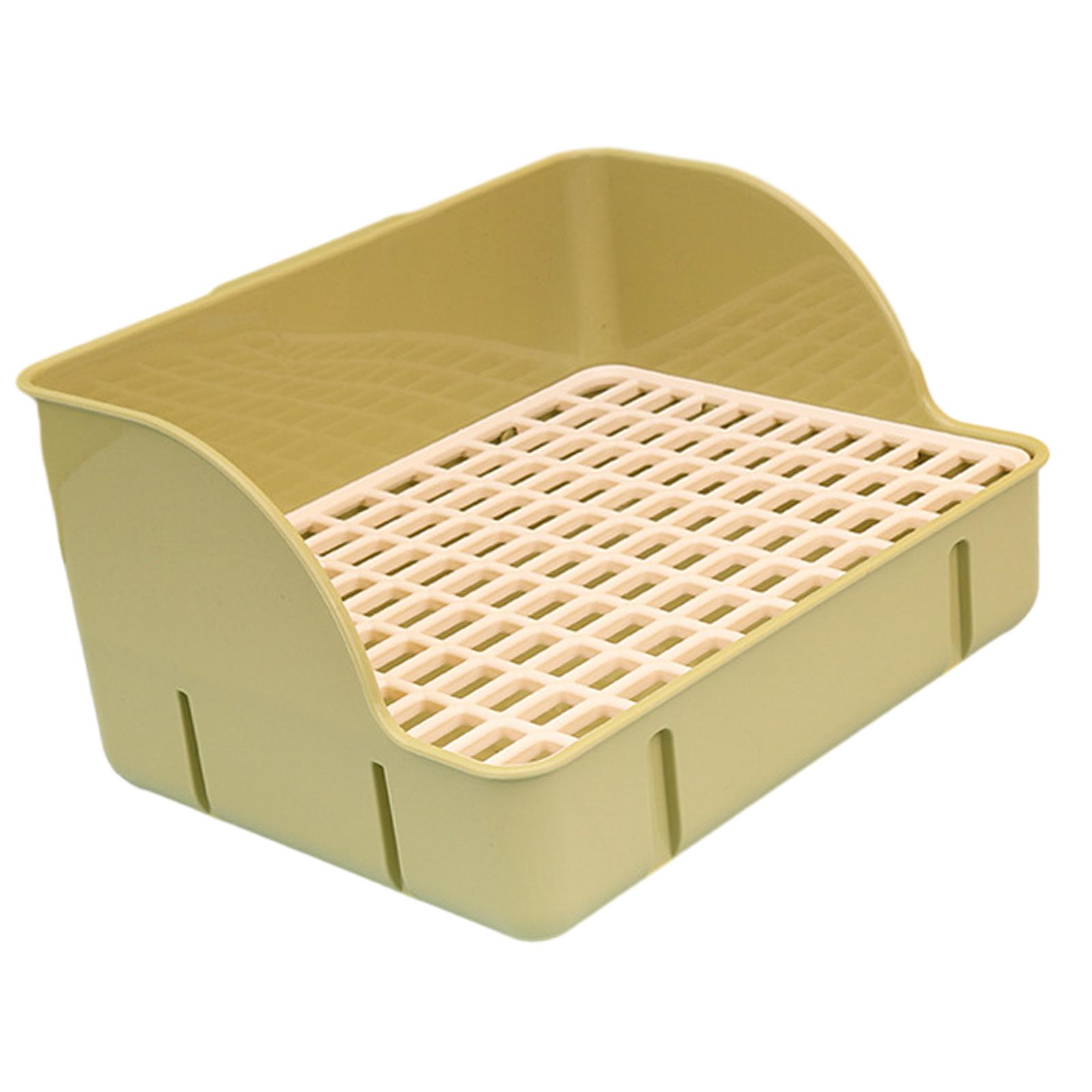 Caja de arena duradera para conejos, bandeja de arena para animales pequeños, caja de inodoro de esquina para hurones, conejillos de indias, hámster, ratas, accesorios de jaula: Verde claro