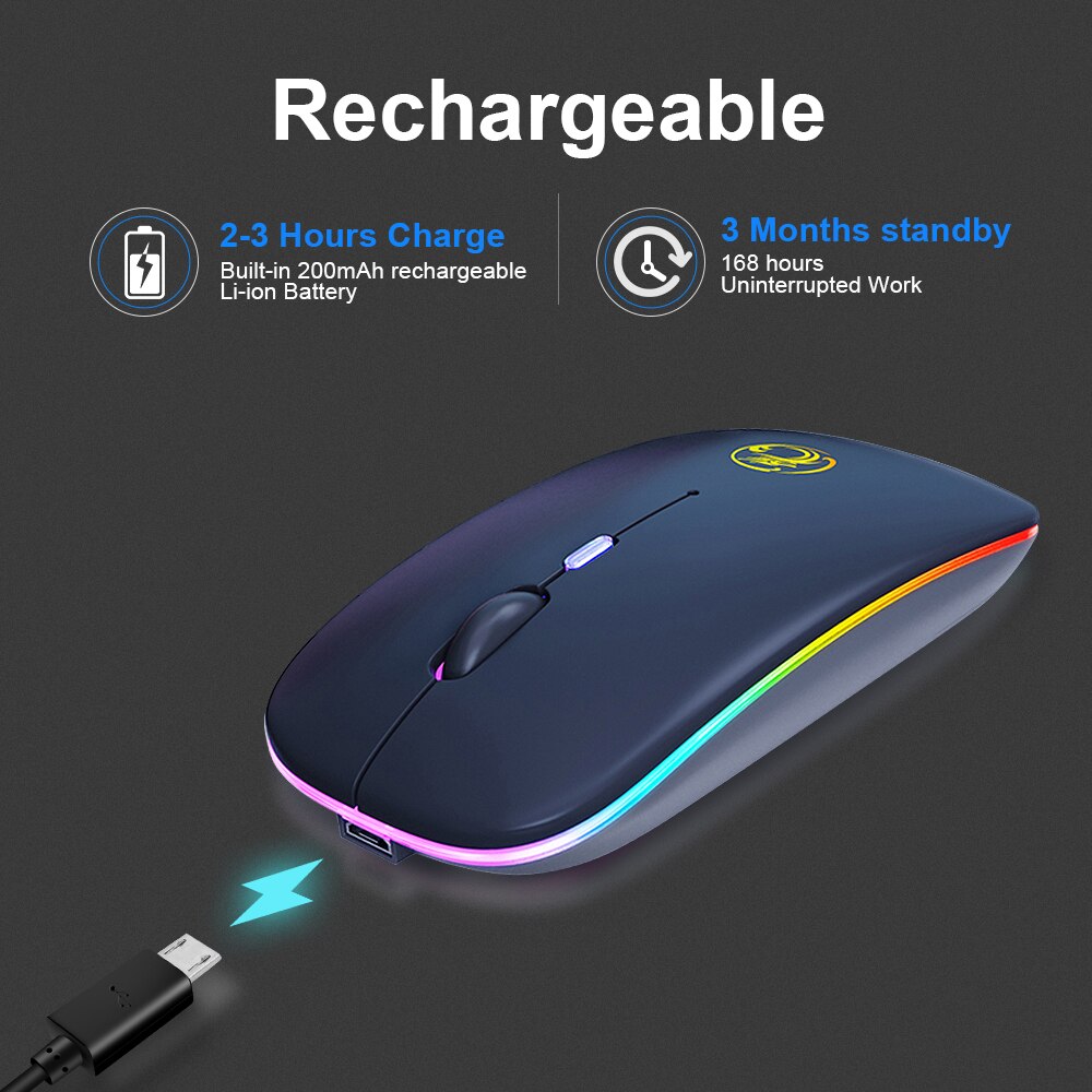 Mouse Wireless Mouse Computer Mouse Bluetooth 5.1 USB 2.4 Rechargeable Mause Silent Mause for Laptop RGB Ergonomic Mice Wireless
