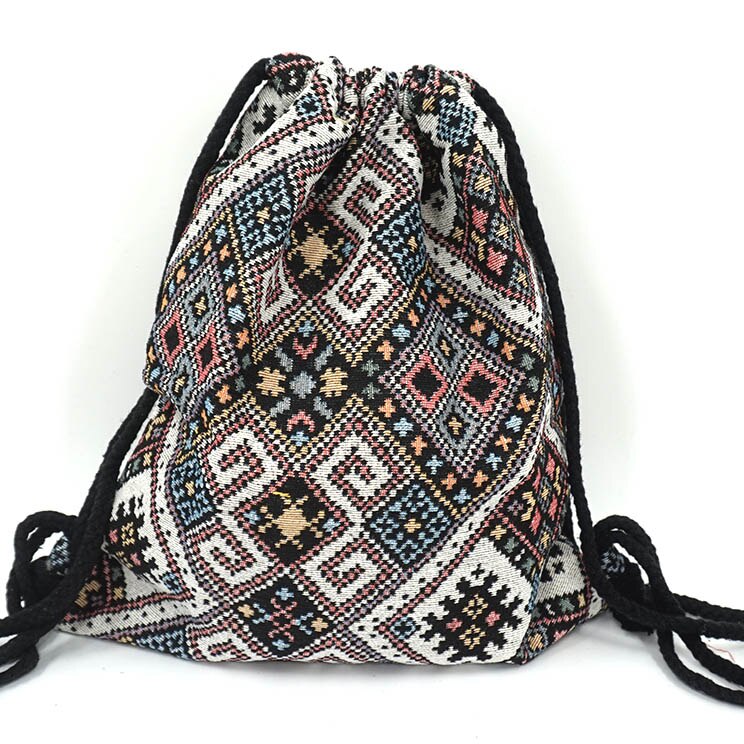 LilyHood damski plecak z tkaniny żeński cygański czeski boho chic Aztec Ibiza Tribal etniczny Ibiza brązowy plecak ze sznurkiem torby: NO 17