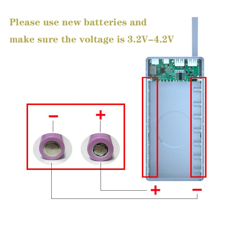 For Type C Micro Lightning 14*18650 Battery Holder Charging Box DIY Power Bank Cover Dual USB Diy Power Bank 18650 Battery Case