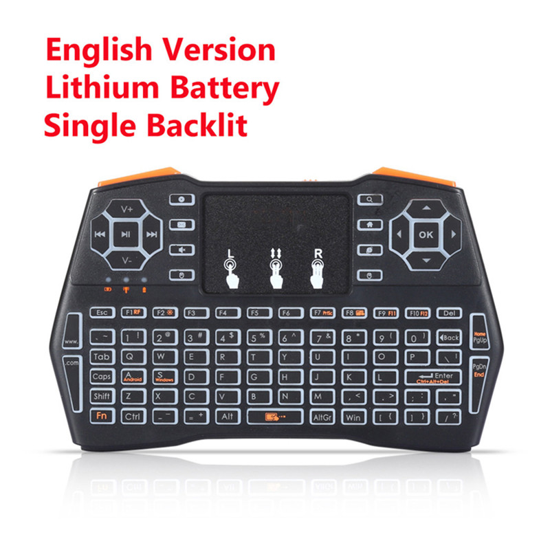 I8 Plus Android TV BOX Keyboard 2.4GHz Wireless Mini Wireless Keyboard, Touch pad Mouse Intelligent Game Backlight Keyboard: 1C backlight  Eng