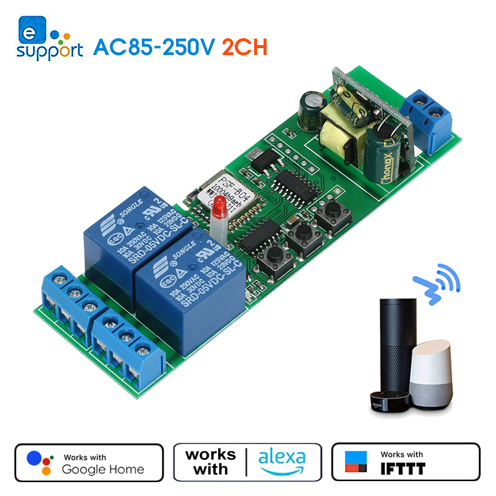 eWeLink Smart Wifi Switch Universal Module 2CH AC85-250V Wireless Switch Timer Phone APP Remote Control For Alexa Google Home