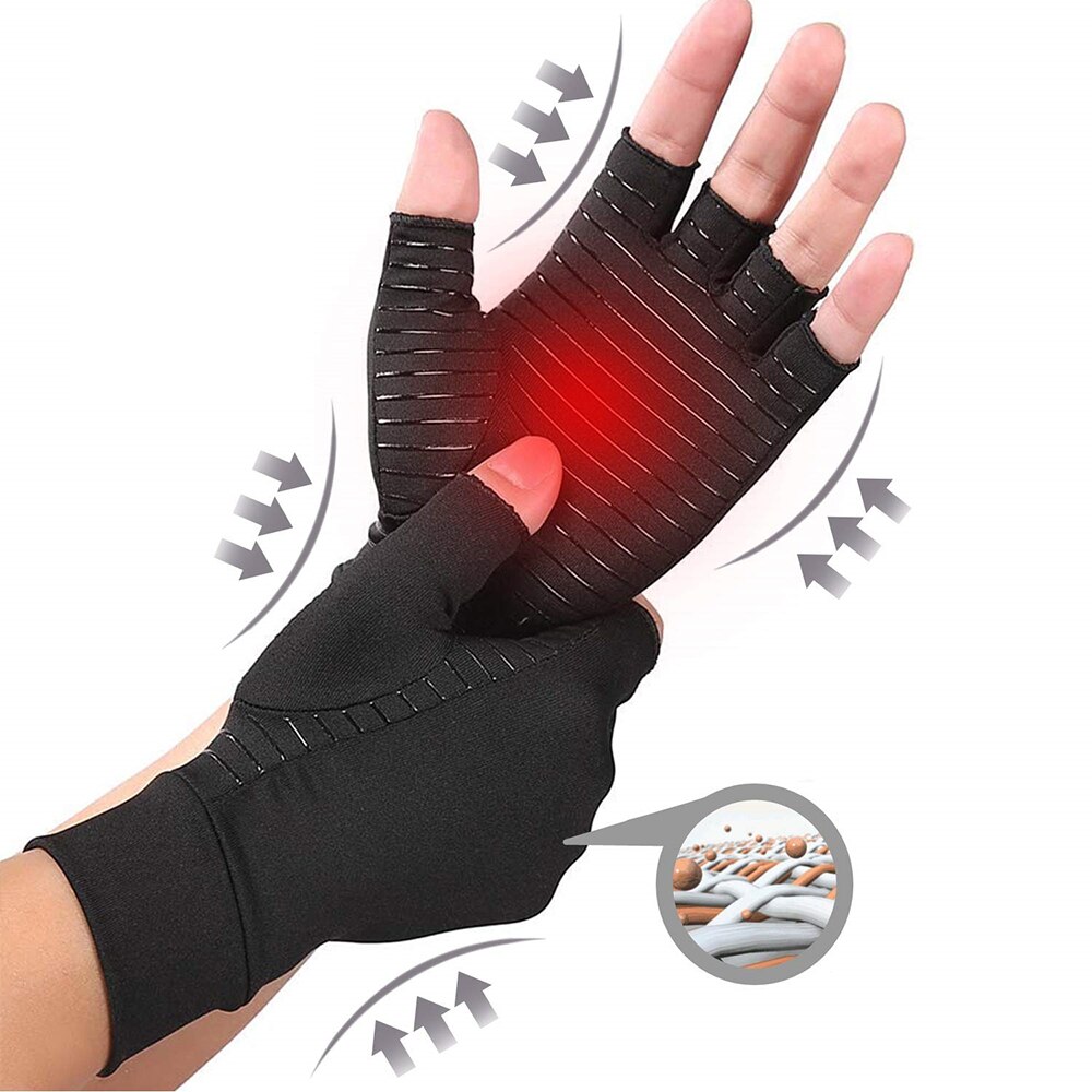 1 Pair Compression Arthritis Prevention Gloves Half Finger Silicon ...