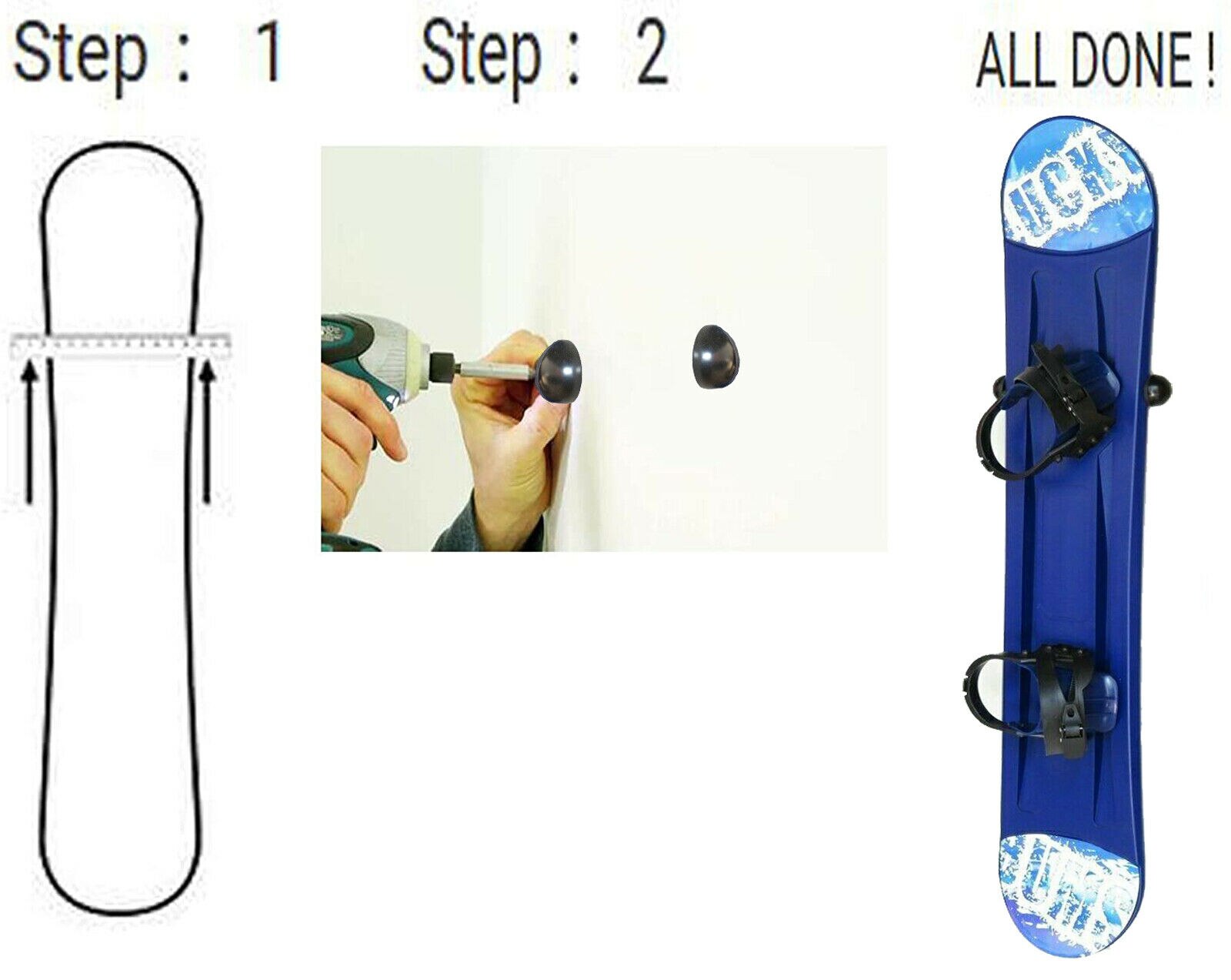 2 Pack Ski/Snowboard Rack Floating Snowboard Display Mount, Wall Storage, METAL