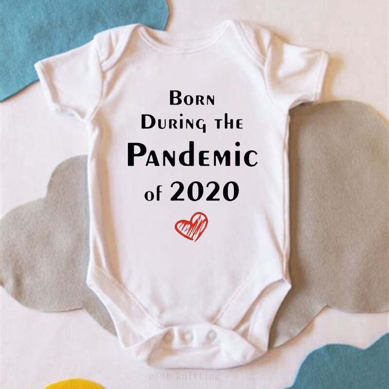 Bébé été tenue col rond manches courtes body avec pandémie de impression pour enfant en bas âge garçons filles 0-12 mois