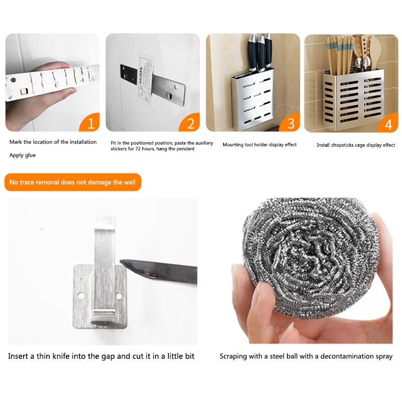 304 stainless steel kitchen rack, pot rack, wall-mounted punch-free cutting board, tool rack kitchen appliances