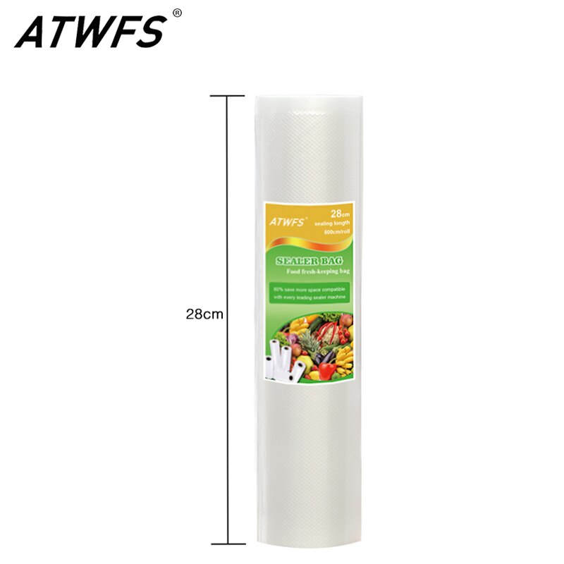 ATWFS 28 cm * 500 cm/Roll Vacuüm Zakken voor Voedsel Opslag Eten Saver Vacuum Sealer Tassen vacuümverpakker Tassen