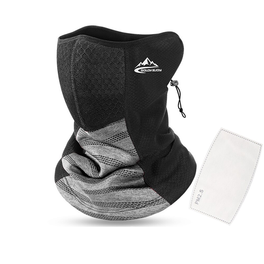 Unisex Winter Cycling Face Scarf With PM2.5 Filter Neck Warmer Outdoor Running Fleece Bicycle Bandana Sport Windproof Headwear: style1  grey