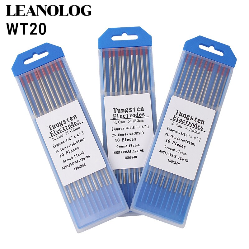 Électrode en tungstène, Code de couleur rouge, 10 pièces, tête à électrode en Thorium, 150MM, aiguille/fil pour Machine à souder SUPER TIG WSME
