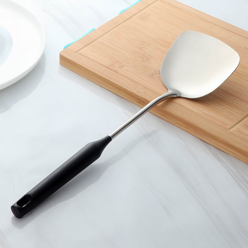 Espátula de acero inoxidable de , utensilios de cocina, cuchara de metal para sopa, juego de espátulas, espátula giratoria para Cocina: 1 Black Turner