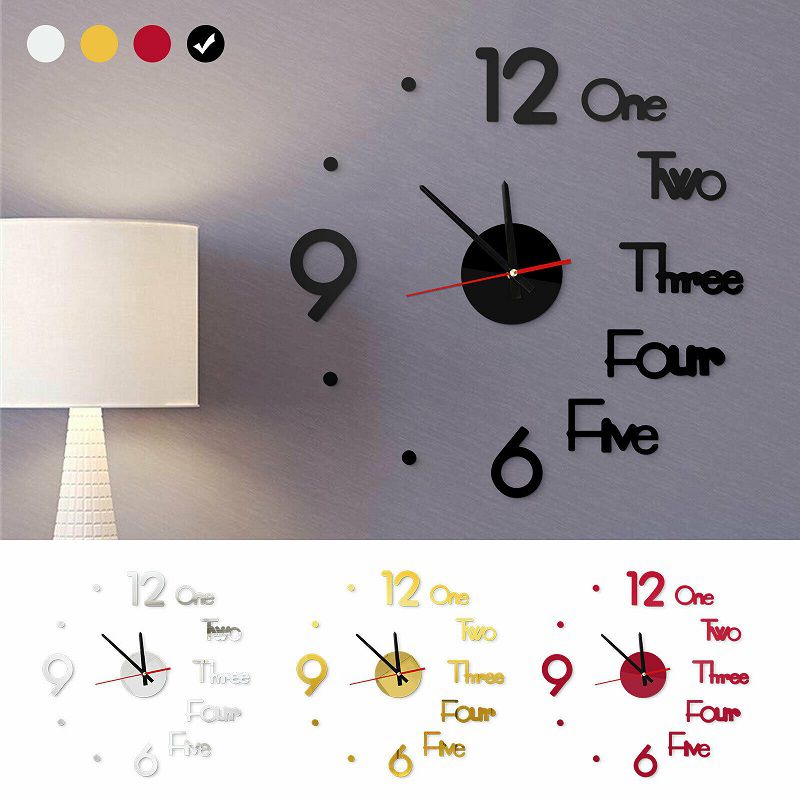 Wanduhren 3D Zauberstab Uhr Aufkleber Wohnkultur Selbst-Klebstoff Quarz Uhren Wohnzimmer Acryl Große Wanduhr Moderne