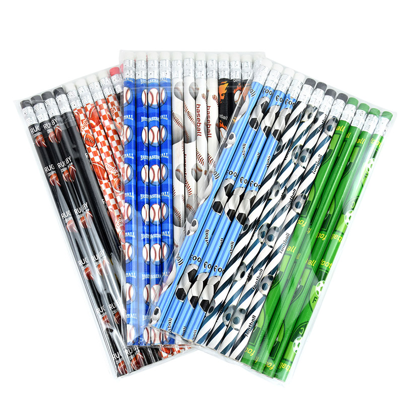 12pc Sports Theme Party Painting Writing HB Pencils Football Baseball Basketball Pencils Kids Birthday Party Pinata Fillers