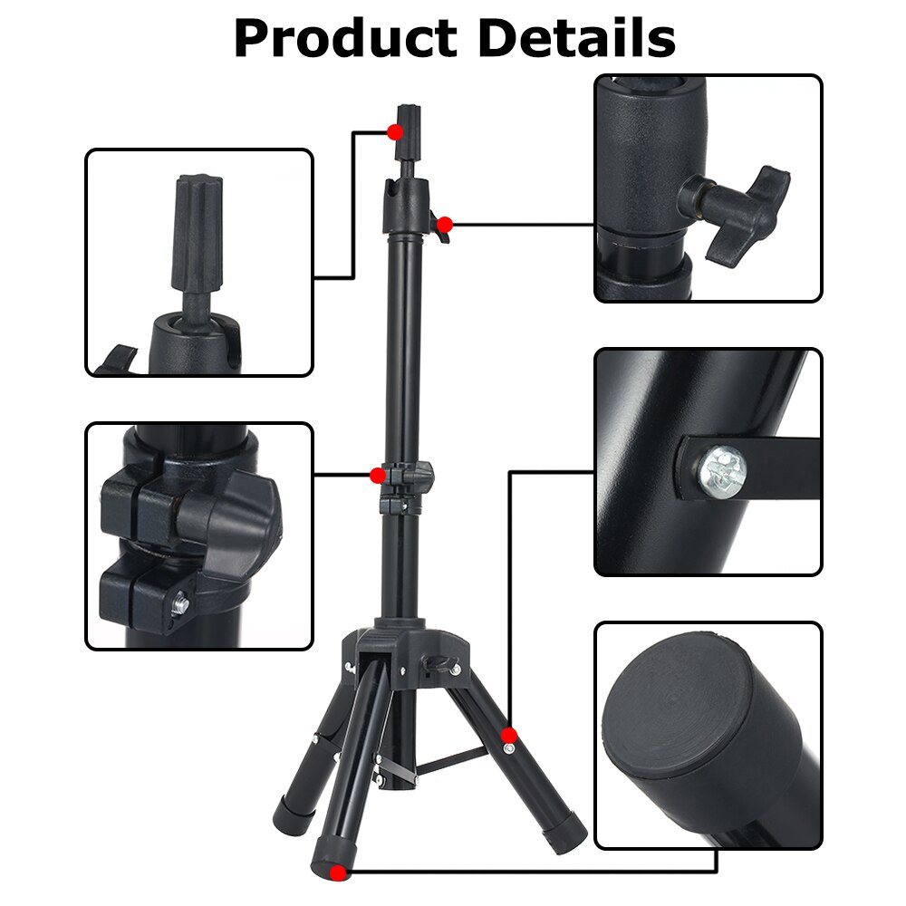 Metal Tripod Stand with Thick Leg Adjustable Head Tripod Mannequin Head Tripod Wig Stand Cosmetology Training Doll Head Stand