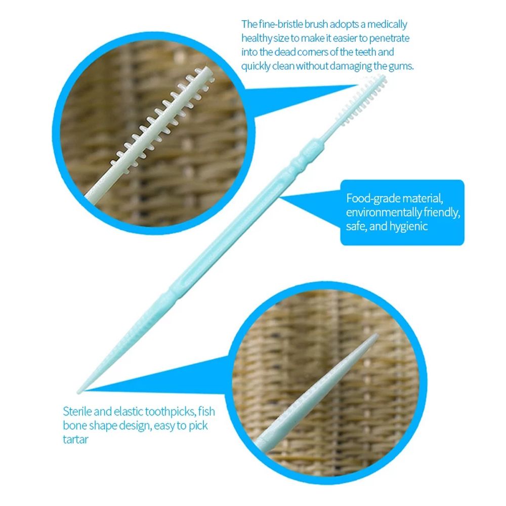 100/200Pcs Double-headed Dental Brush Toothpick Oral Care Teeth Sticks Floss Pick Tooth Cleaning Tools Interdental Toothbrush