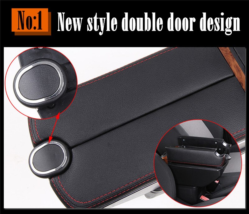 For Seat Leon armrest box For Seat Leon Mk2 Car armrest Double doors open 7USB Centre Console Storage Box Arm Rest