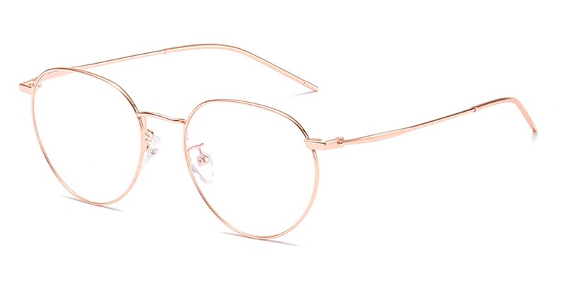 Peekaboo metal frame glasses blue light protection men black gold computer round frames eyeglasses prescription woman: rose gold with clear