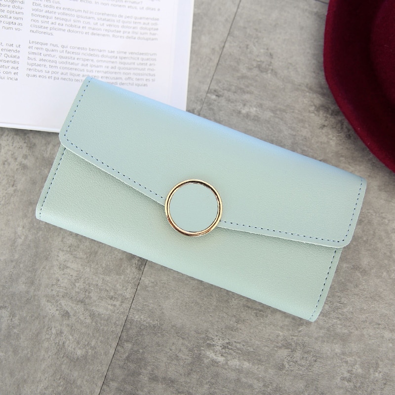 Wallet Leather Women Wallet Long Pu Leather Purse Zipper Metal Circle Decor Wallets Female Hasp Coin Purse Clutch