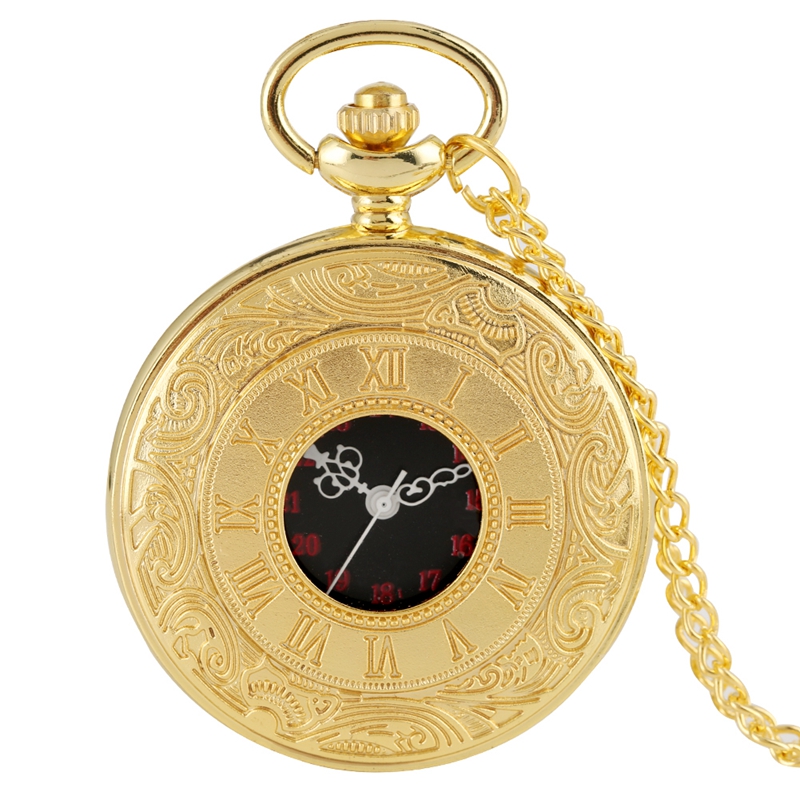 Antique rétro chiffre romain affichage Quartz montre de poche argent or collier pendentif horloge de noël pour hommes femmes: gold 80cm chain