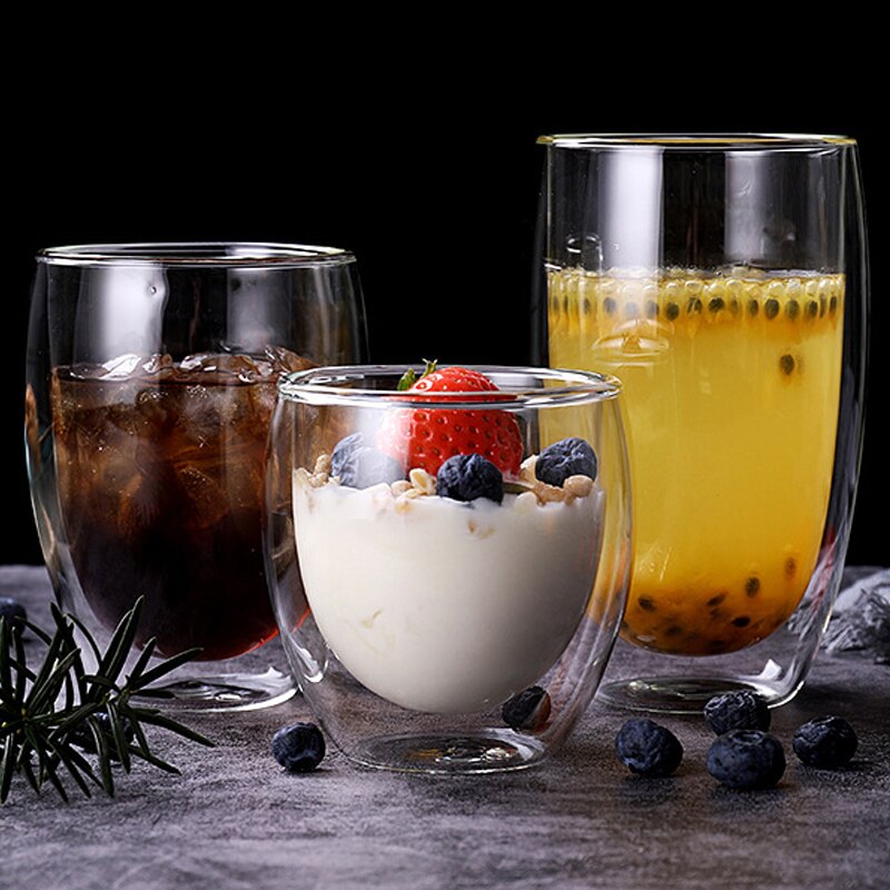 Doppel Zauberstab Bleifrei Tassen Glas Tasse Wärme-beständig Kaffee Tasse einstellen Milch Glas Becher Nicht zerbrechlich Glas Tassen Getränk Beste
