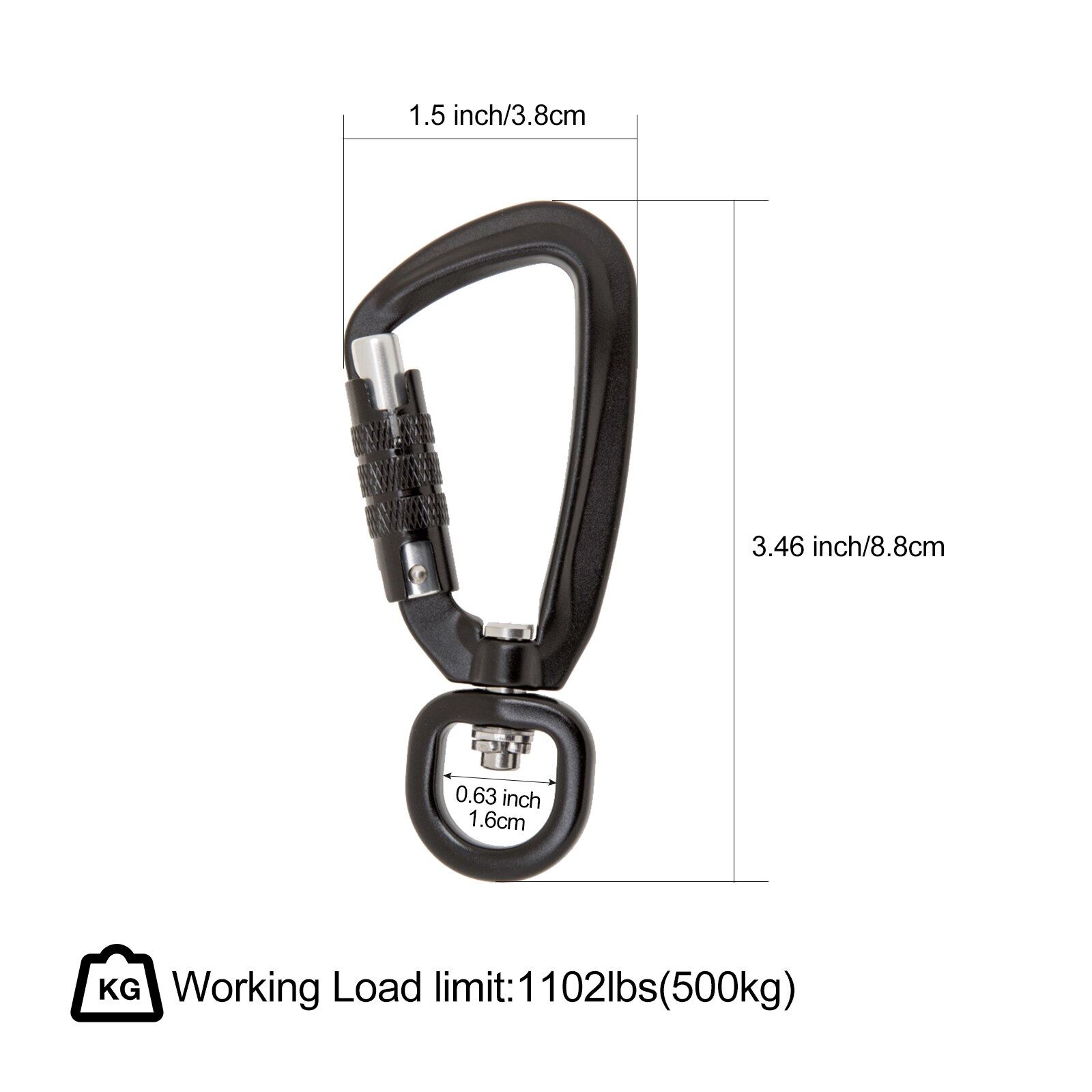 2 Packs Heavy Duty Auto Locking Carabiner Clips 3.46inch Hanging Buckle