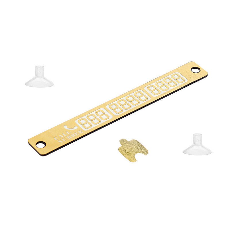 Auto Parkeerkaart Lichtgevende Handig Draagbare Duurzaam Tijdelijke Telefoonnummer Kaart Plaat Kennisgeving Accessoires #226067: Gold