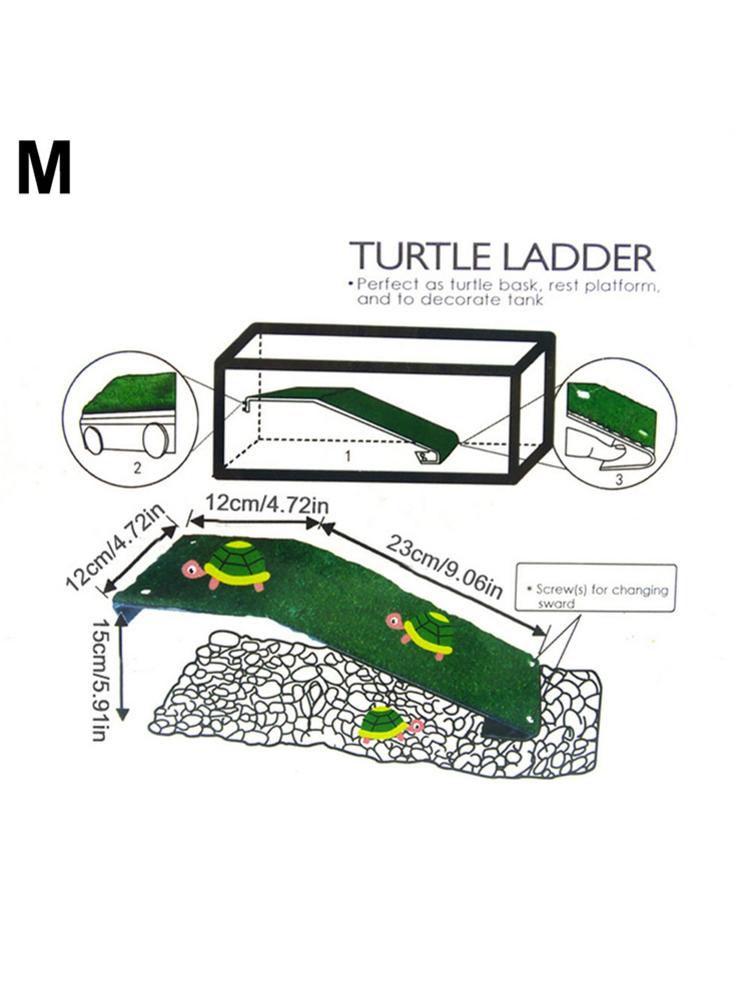 Escalera de escalada para Tortuga, plataforma de secado para reptiles, acuario, pecera, lagarto, césped simulado, paisajismo, decoración de Habitat
