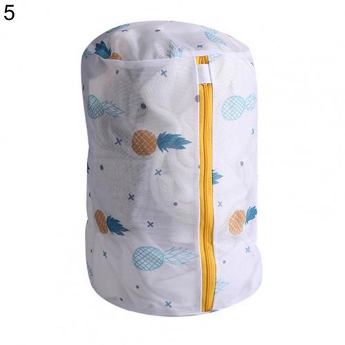 Bolsa de lavandería de poliéster, bolsas para lavar la colada, estampado de plantas, con cremallera, bolsa de rejilla para la ropa sucia, lavadoras, 6 tamaños: Pineapple 5