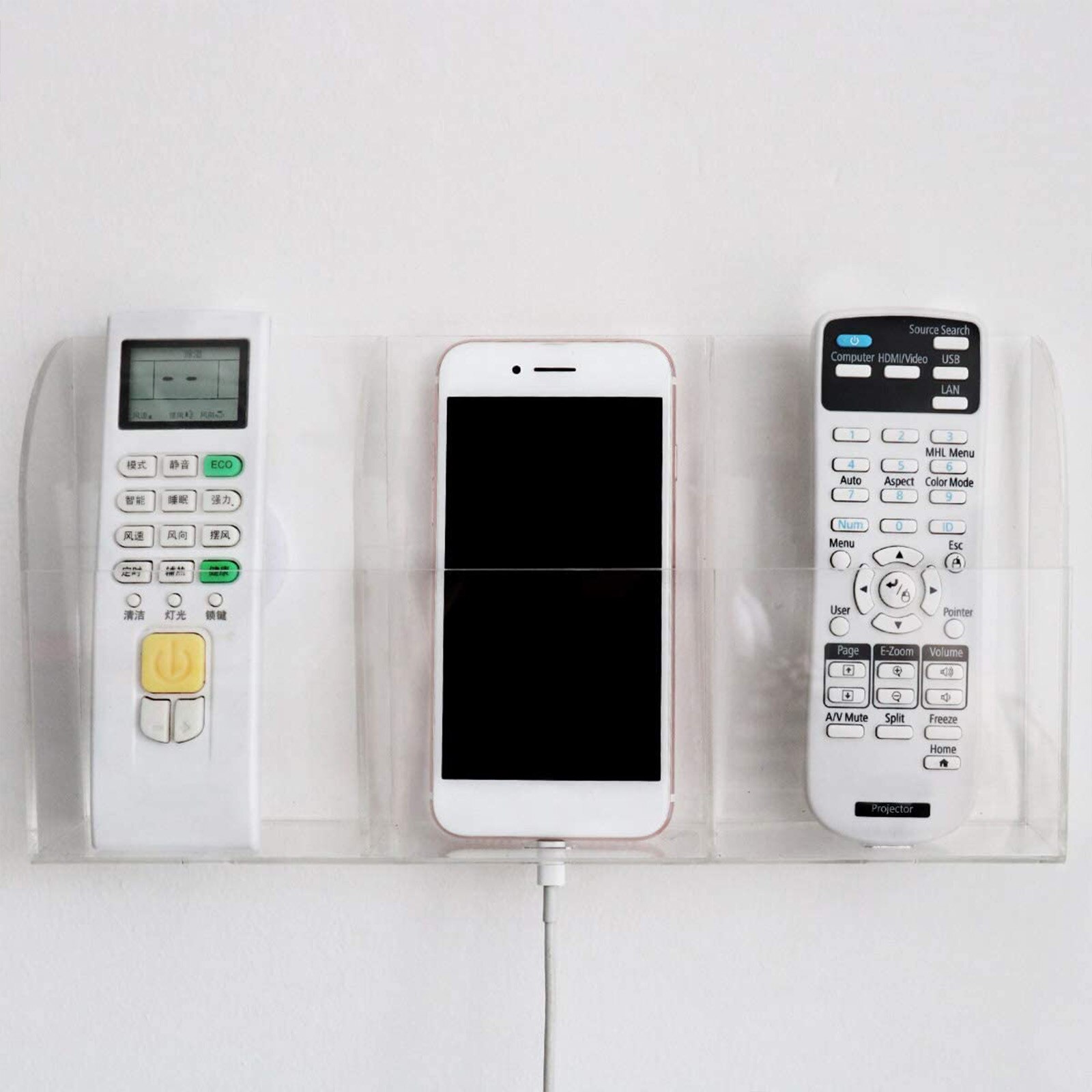 25# 4 Boxes Transparent Acrylic Desktop Conditioner Holder Remote Control Holder Organizer Storage Box Holder Case Wall Mount