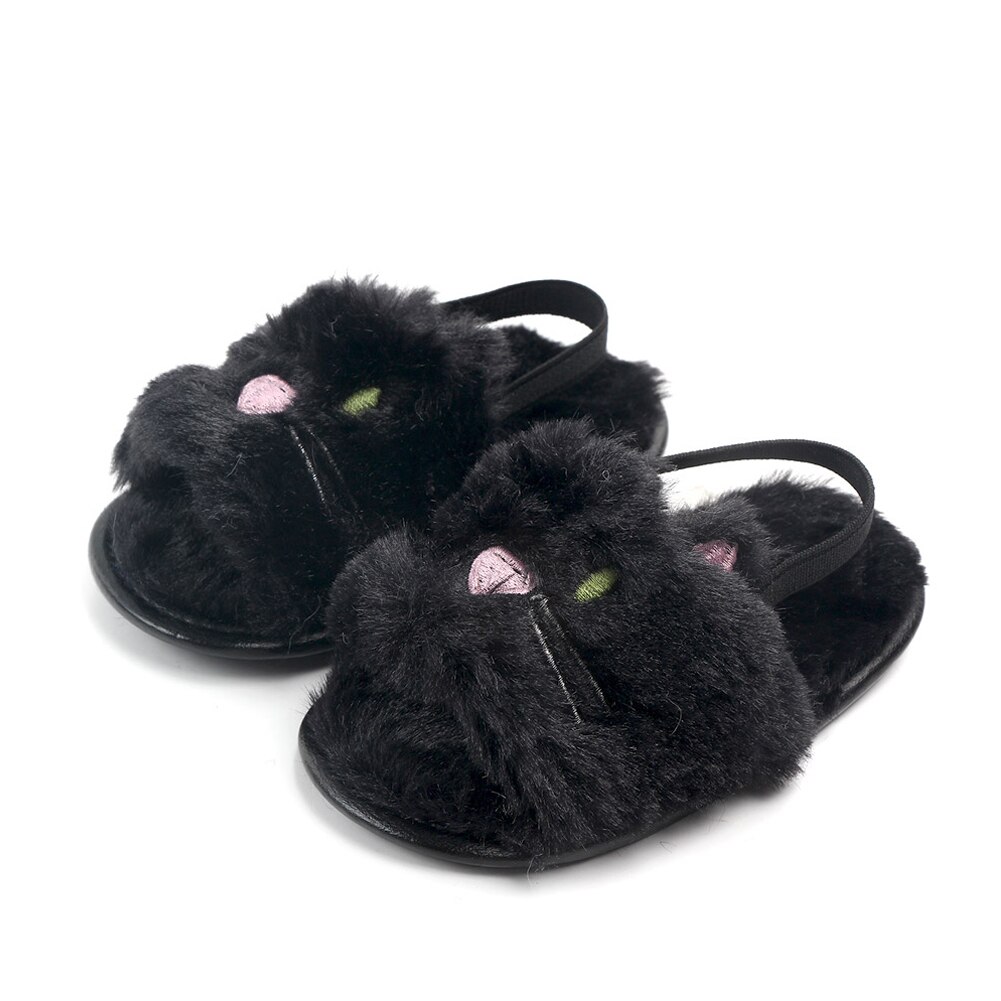 Brand Cute Baby Girls Plush Shoes Sandals Soft Sole Anti-slip Prewalker Girls Shoes Toddler Indoor Sandals 0-18 Months