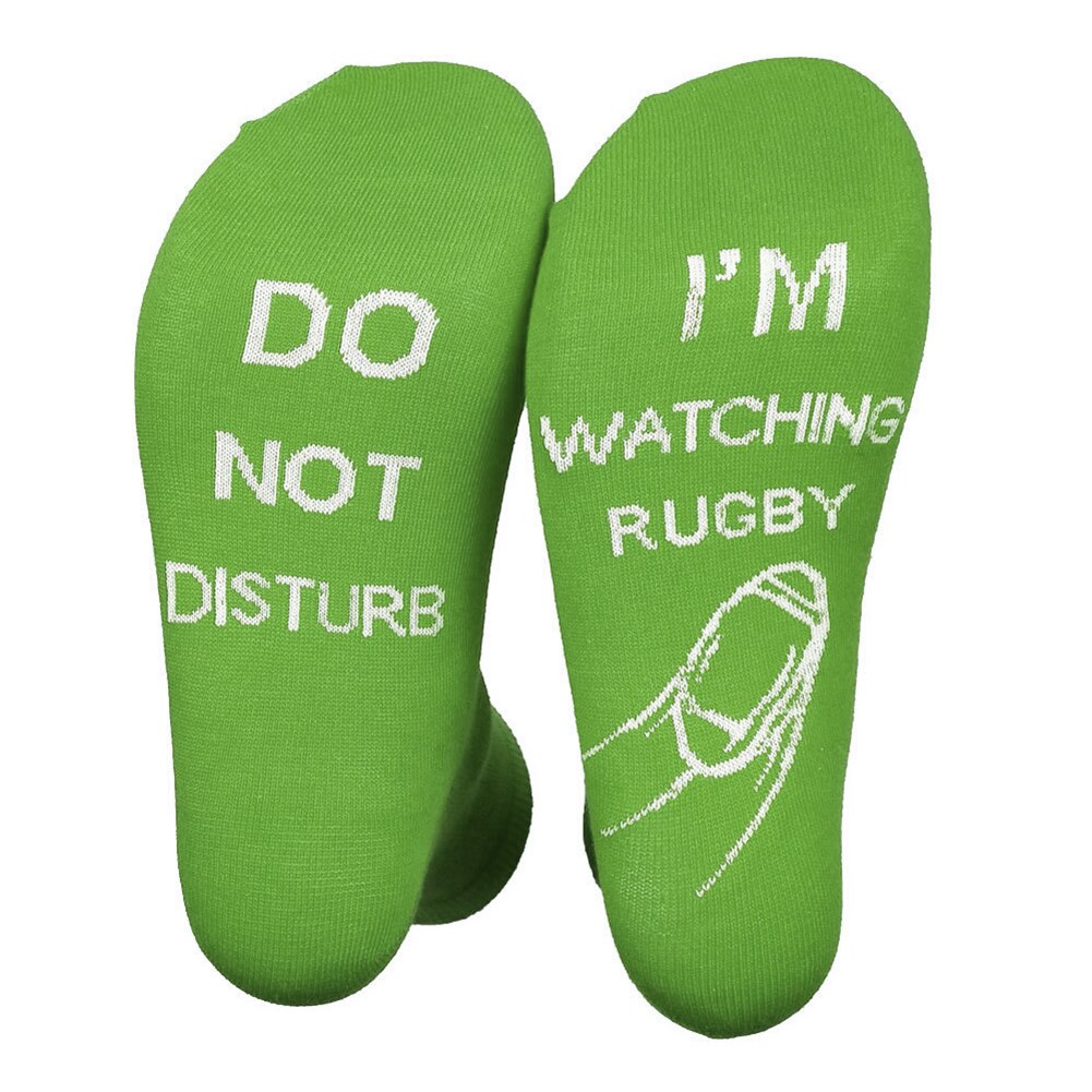 Femmes hommes ne pas déranger je regarde Rugby drôle quotidien porter mi-mollet nouveauté chaussettes confortable doux lettre imprimé: green