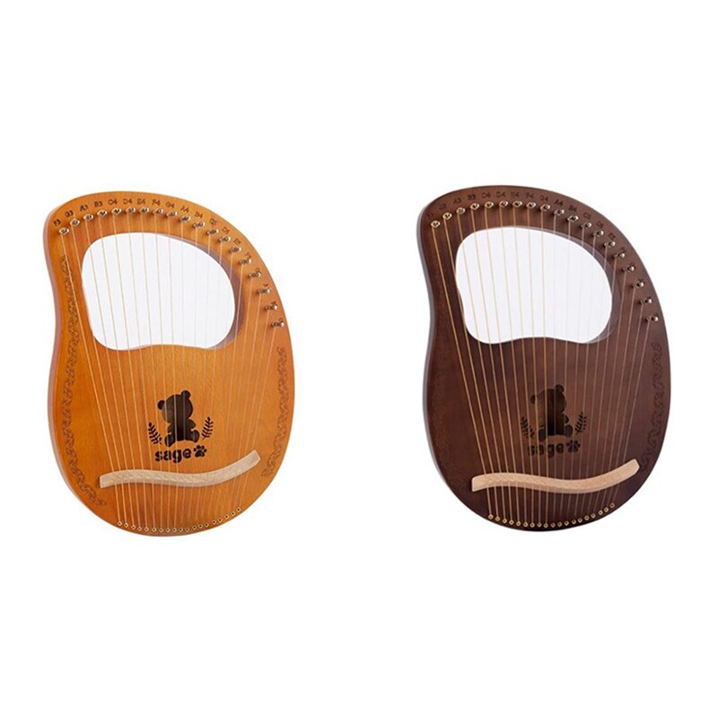 Lyre Harp,19 Strings Mahogany Lyre Harp Stringed Instrument with Tuning Wrench for Music Lovers Beginner,Etc