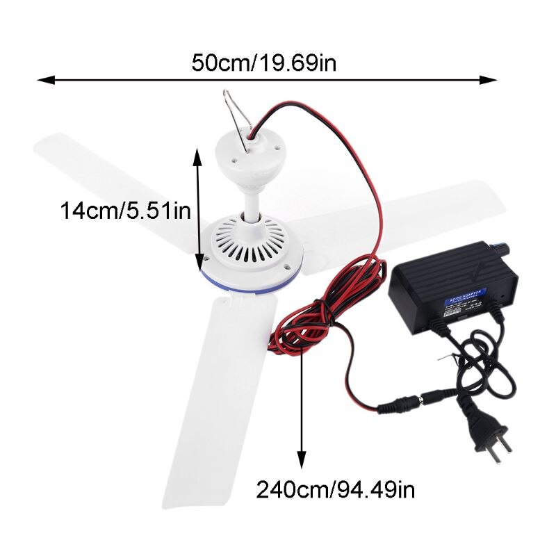 Ventilador de techo para el hogar, ventilador colgante de tienda con velocidad ajustable, CA de 100-240V, 12V, enchufe estadounidense