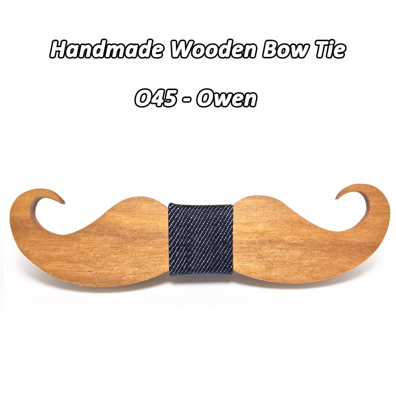 Mahoosive – Nœud papillon moustache en bois, pour hommes, accessoire masculin, fabrication artisanale, nouveauté, ,: O45