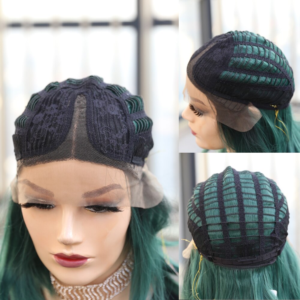 Silky Straight Synthetic Wig Middle Part Lace wigs For women Short Bob Heat Resistant Hair Middle Part Purple/Pink/Green/613