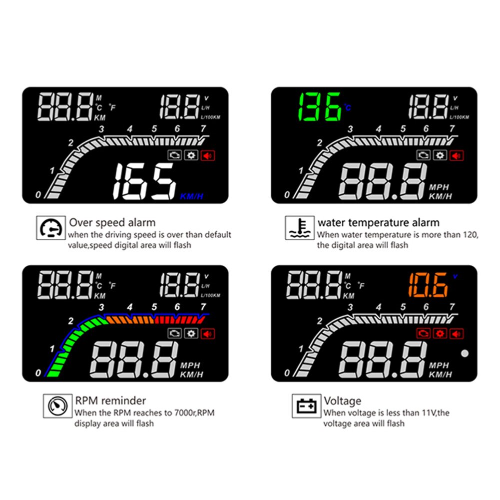 T100 obd 2 hud 4 "bil head up display digital bil hastighetsmätare vindruta projektor skärm 4 tum hd