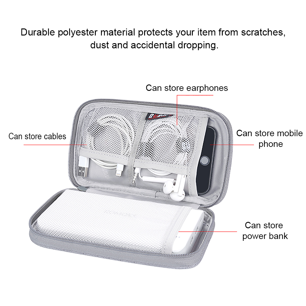 Bubm power bank-pose, beskytteligt digitalt kabel datalinie opbevaringsposer ， øretelefon rejsetaske beskyttende bæretaske