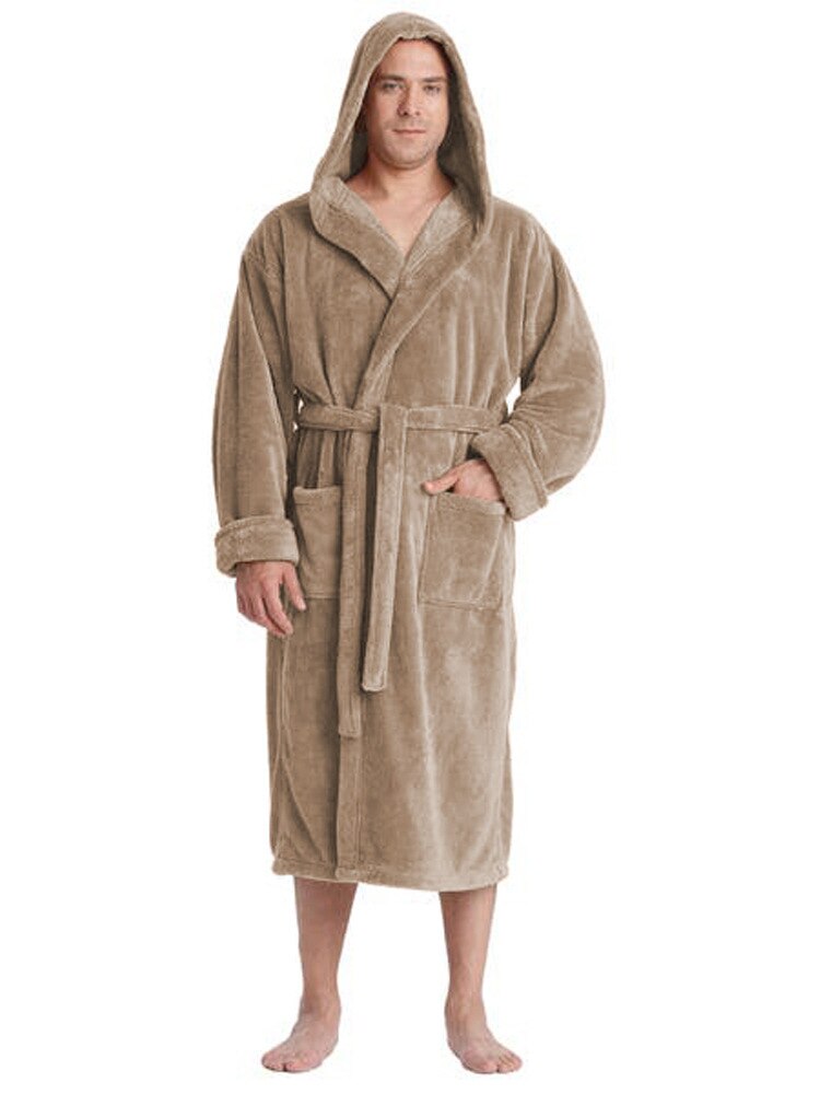 Flanelle épaisse pour hommes, robe tunique longue