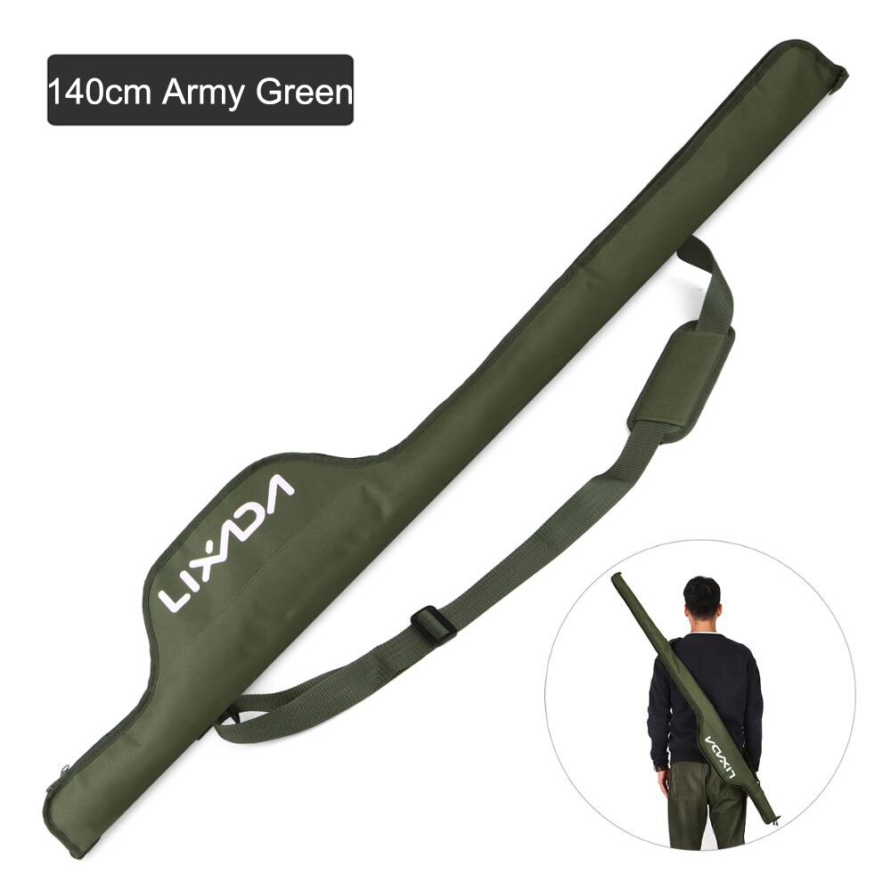Lixada-bolsa para caña de pescar de 3 capas, caña de pescar portátil para estuche de transporte, carrete de pesca, bolsa de almacenamiento de hombro, 90cm/120cm/150cm: B 135CM Army green