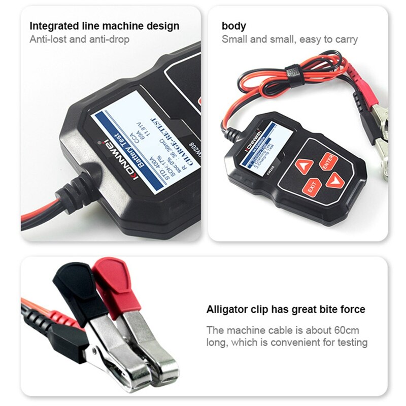 Car Motorcycle Battery Tester 12V 6V Battery System Analyzer 2000CCA Charging Cranking Test Tools for the Car
