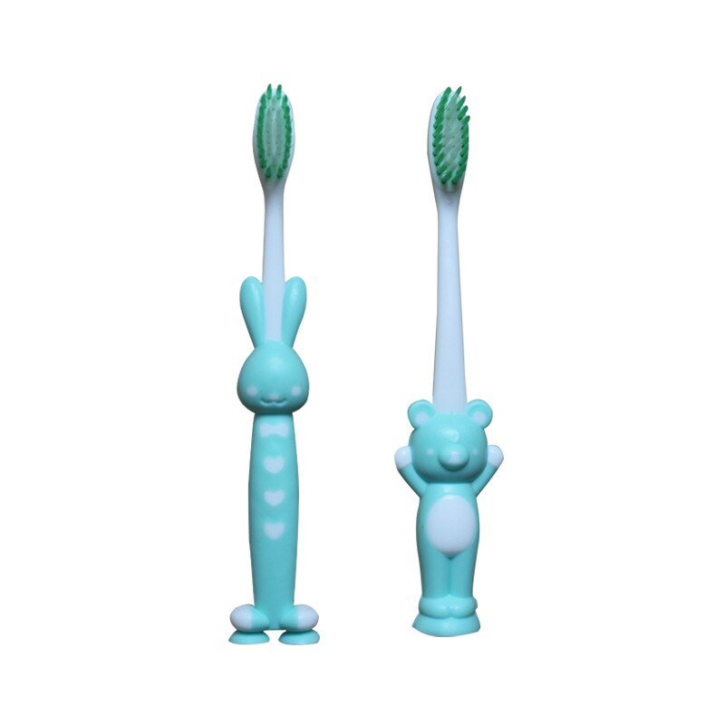 Cepillo de dientes de limpieza Oral para niños, cepillos dentales de entrenamiento para pelo suave de tres dimensiones con cubierta de polvo, cepillo de dientes para bebé