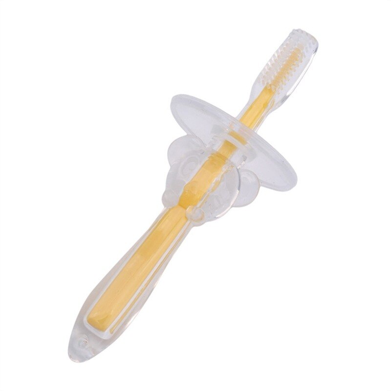 1 unidad de cepillo de dientes de silicona suave para niños, cepillo Dental para cuidado bucal, cepillo Dental para bebés, cepillo Dental para niños, artículos para bebés: Yellow