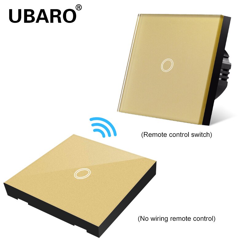 UBARO EU/UK100-240V Wireless Controller Crystal Glass Screen Smart home wall light lamp RF433 Controller Touch switches 2Gang: ZS-JB001-SF