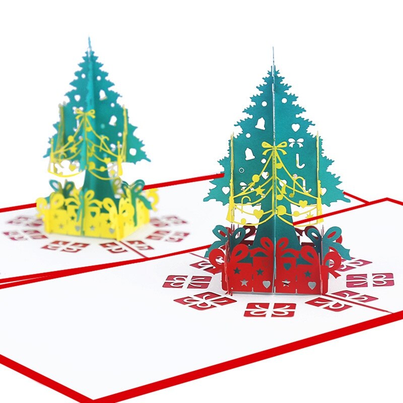 3D Pop Up Kerstkaart Decoraties Kerstboom Groeten Kaart Voor Xmas Nieuwjaar Baby Wenskaarten Handgemaakte