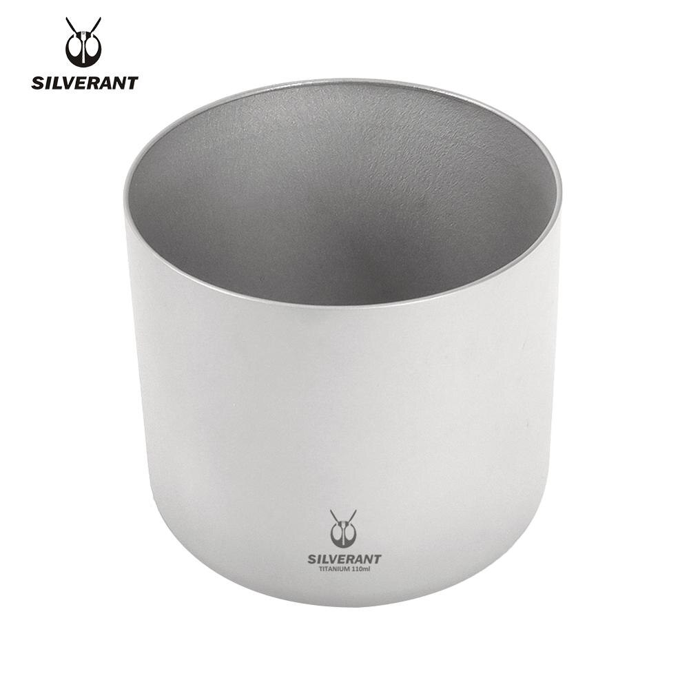 Silverant Caneca de café de titânio 110 ml copo de parede dupla condensar recipiente de café com alça de titânio para acampamento ao ar livre